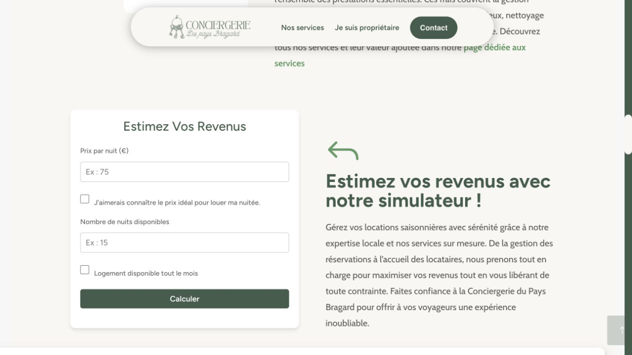 Aperçu du projet Conciergerie du Pays Bragard