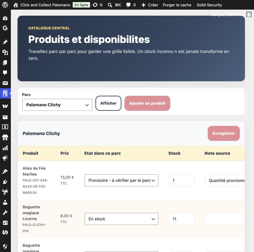 Administrer le catalogue et les stocks depuis l’espace Siège.